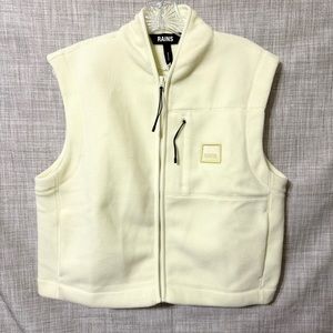 RAINS  Yellow Fleece Cropped Vest